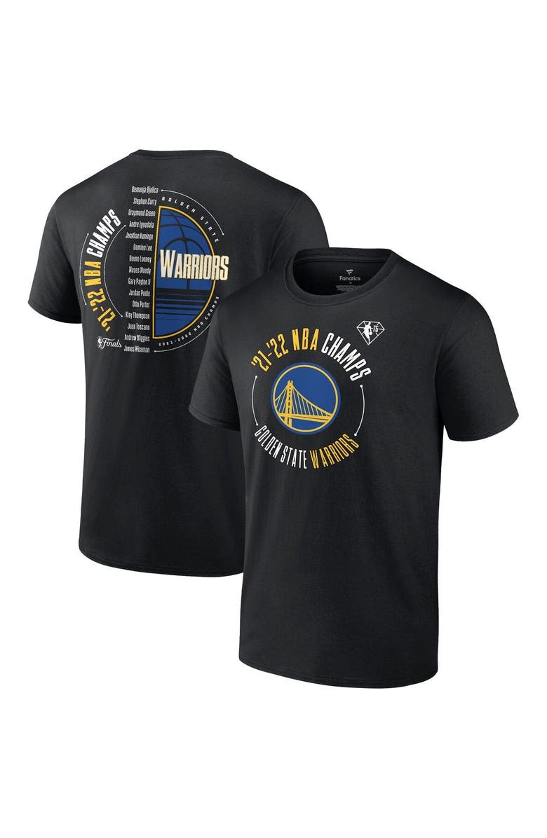 FANATICS Men's Fanatics Branded Black Golden State Warriors 2022 NBA Finals Champions Drive List Roster T-Shirt, Alternate, color, 