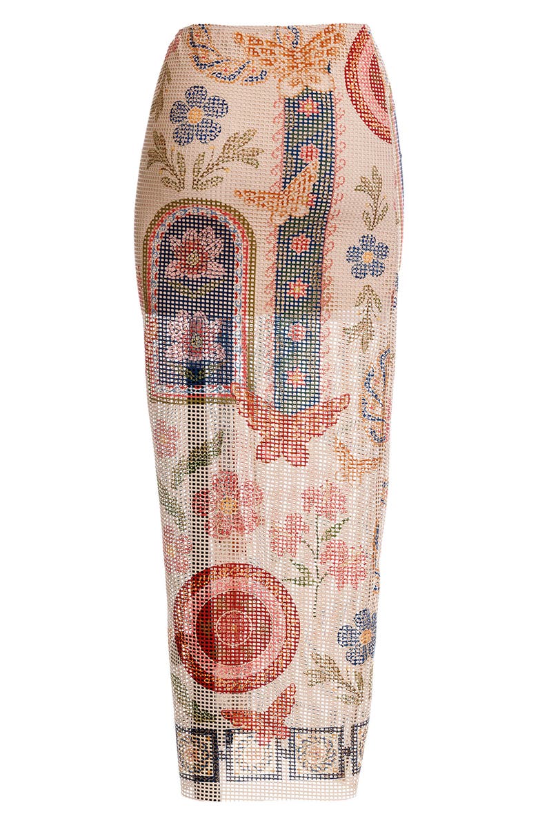 Agua Bendita Tock Fiore Cover-Up Skirt, Alternate, color, Brown