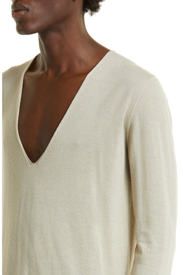 Oversize Deep V-Neck Cashmere Sweater, Alternate, color, PEARL