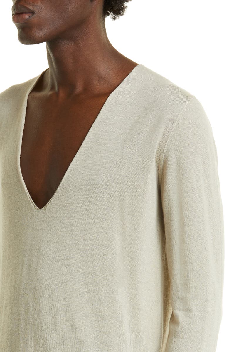 Rick Owens Oversize Deep V-Neck Cashmere Sweater, Alternate, color, 