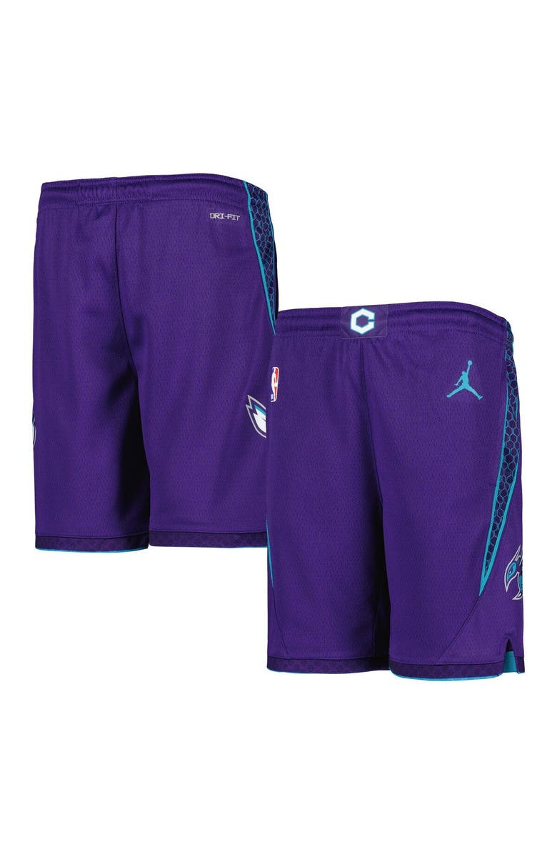 Jordan Brand Youth Jordan Brand Purple Charlotte Hornets Statement Edition Swingman Performance Shorts, Main, color,