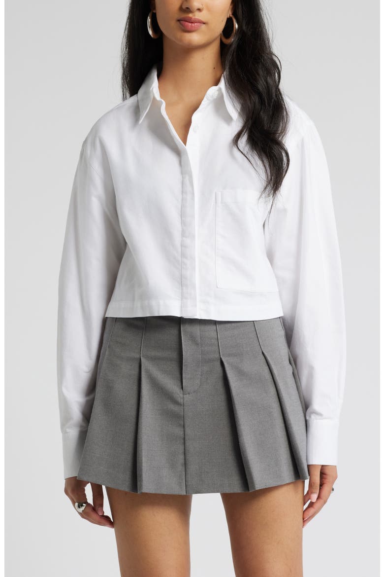 Boxy Cotton Button-Up Shirt, Main, color, WHITE