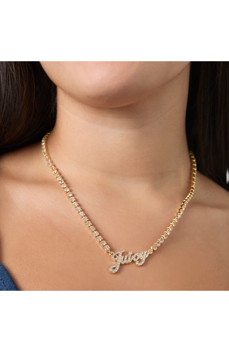 Juicy Couture Script Logo Chain Necklace, Alternate, color, Gold Tone