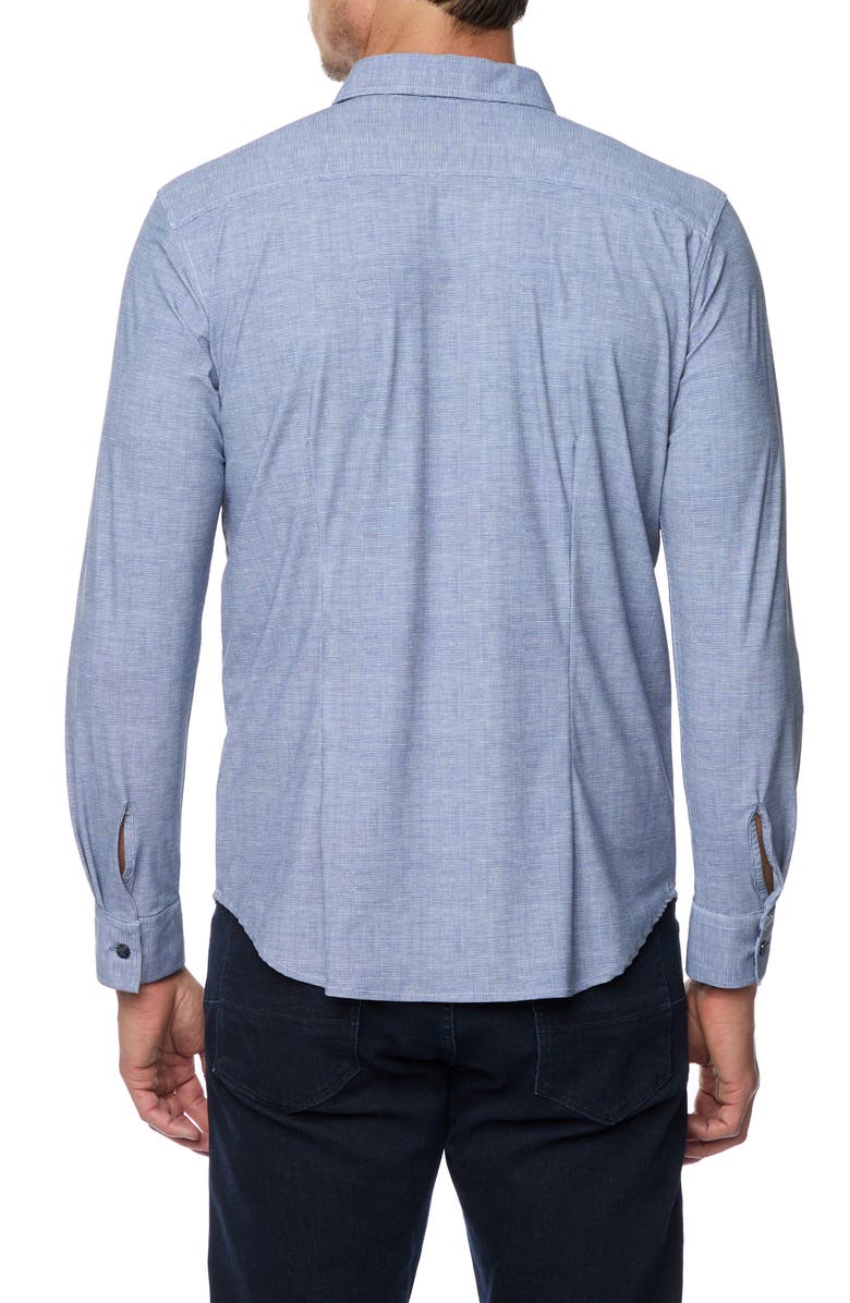 Robert Graham Renley Tailored Fit Solid Button-Up Shirt, Alternate, color, Navy