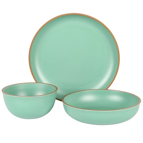 Gibson Home Rockabye 12 Piece Double Bowl Melamine Dinnerware Set In Green