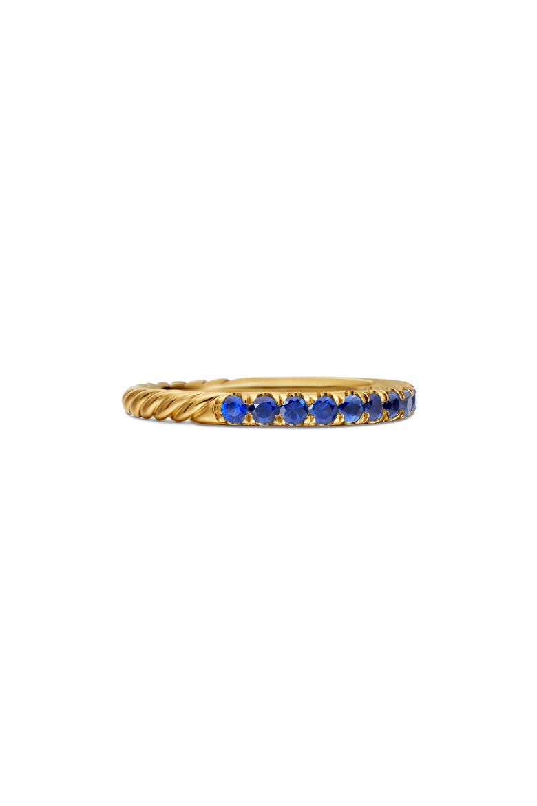 Cable Collectibles 18K Yellow Gold & Diamond Stackable Ring, 2mm, Alternate, color, BLUE SAPPHIRE