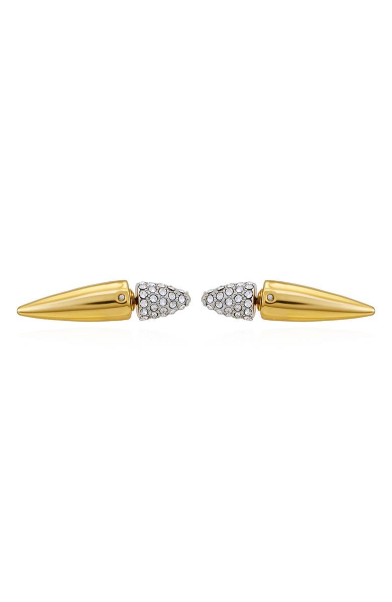 Vince Camuto Pavé Crystal Spike Front/Back Earrings, Alternate, color, Goldtone