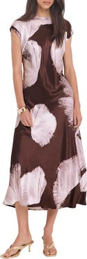 MINT VELVET Satin Abstract Print Midi Dress