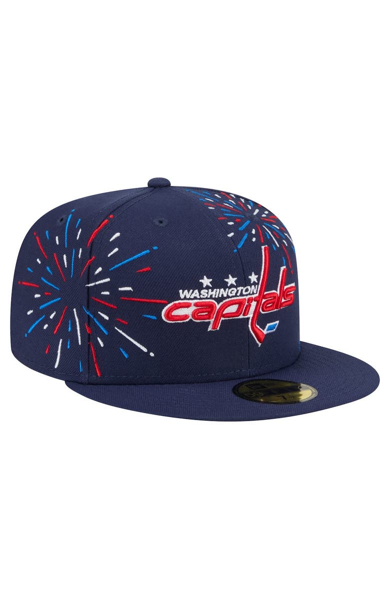 New Era Men's New Era Navy Washington Capitals Americana Fireworks 59FIFTY Fitted Hat, Alternate, color, Navy