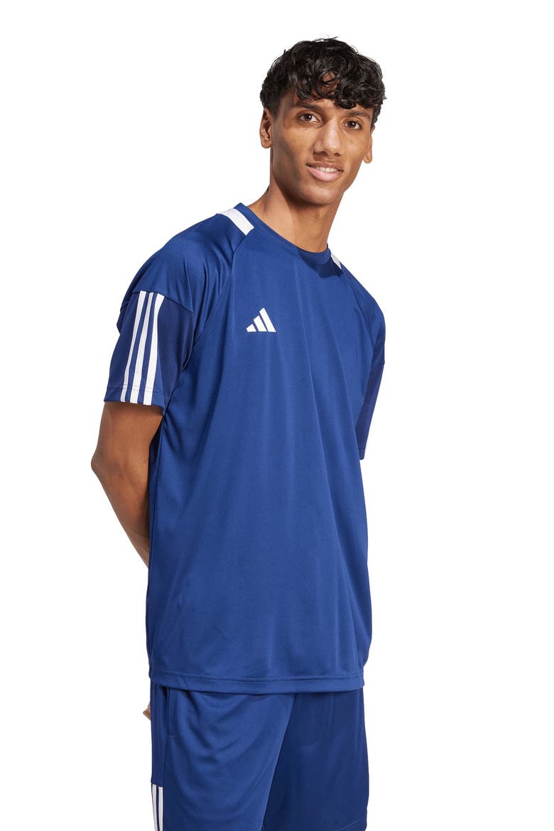 Sereno AEROREADY 3-Stripes T-Shirt, Alternate, color, DARK BLUE/ WHITE