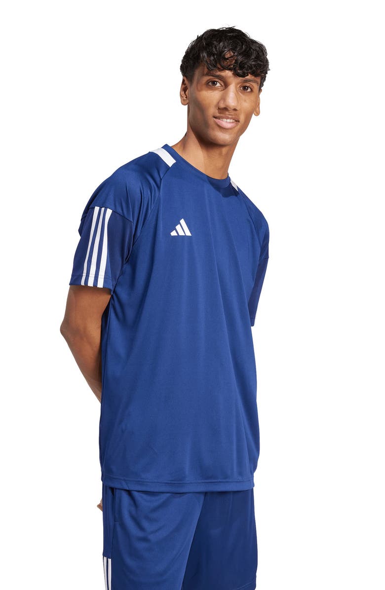 adidas Sereno AEROREADY 3-Stripes T-Shirt, Alternate, color, Dark Blue/ White
