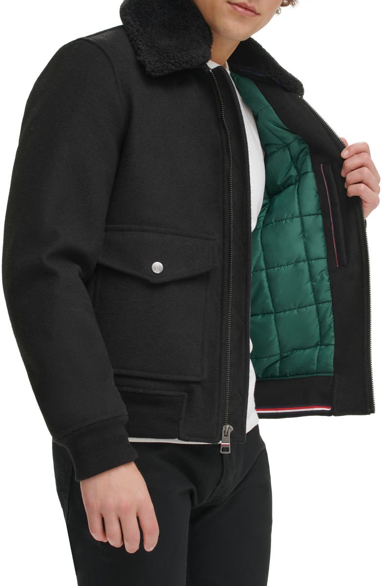 Tommy Hilfiger Fleece Collared Jacket, Alternate, color, Black