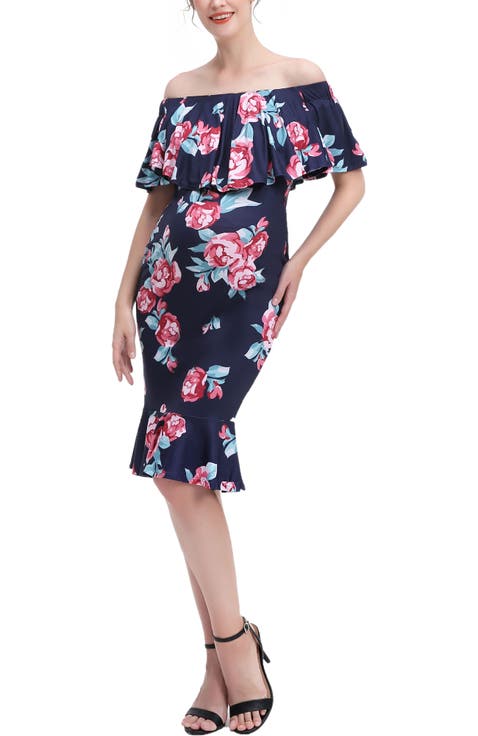 Lyra Off the Shoulder Maternity Nursing Mermaid Dress