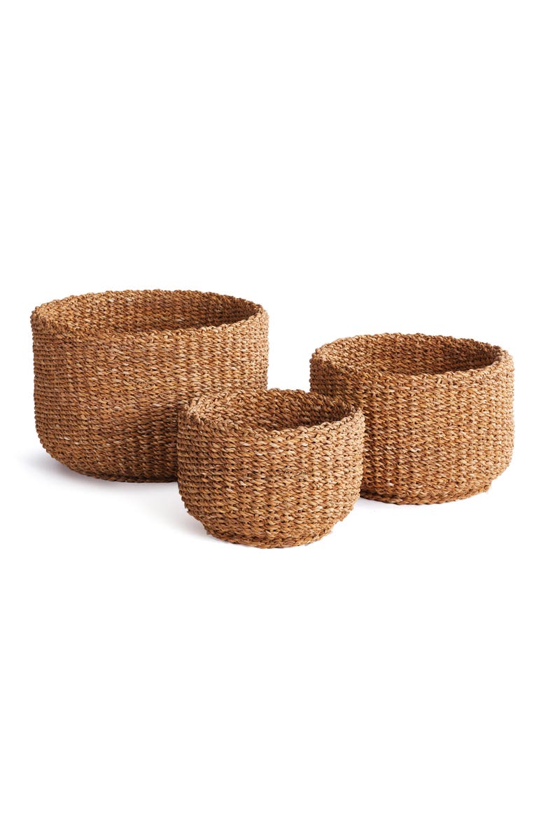 Seagrass Cylindrical Baskets Set of 3, Main, color, Beige