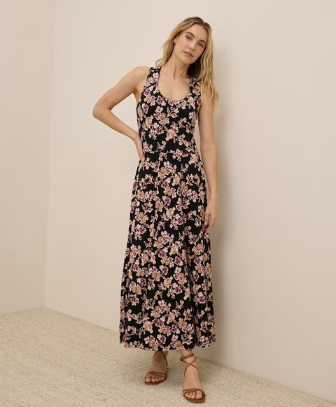 Organic Cotton Fit & Flare Open Back Maxi Dress