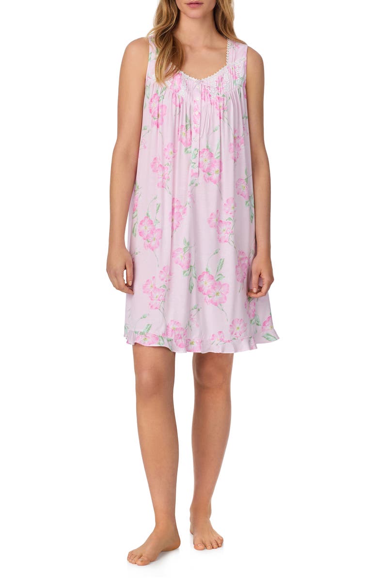 Eileen West Sleeveless Chemise Nightgown, Main, color, Pink/Floral