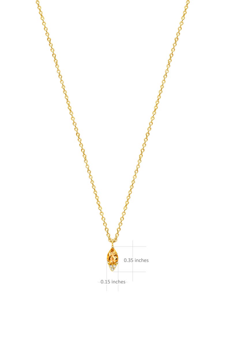 Limone Diamond Necklace | 3 natural diamonds - 1 citrine gemstone | 925 Sterling Silver | Necklace | 16 - 17.5 in | Yellow 18k-Gold Plated, Alternate, color, Yellow 18k Gold Plated