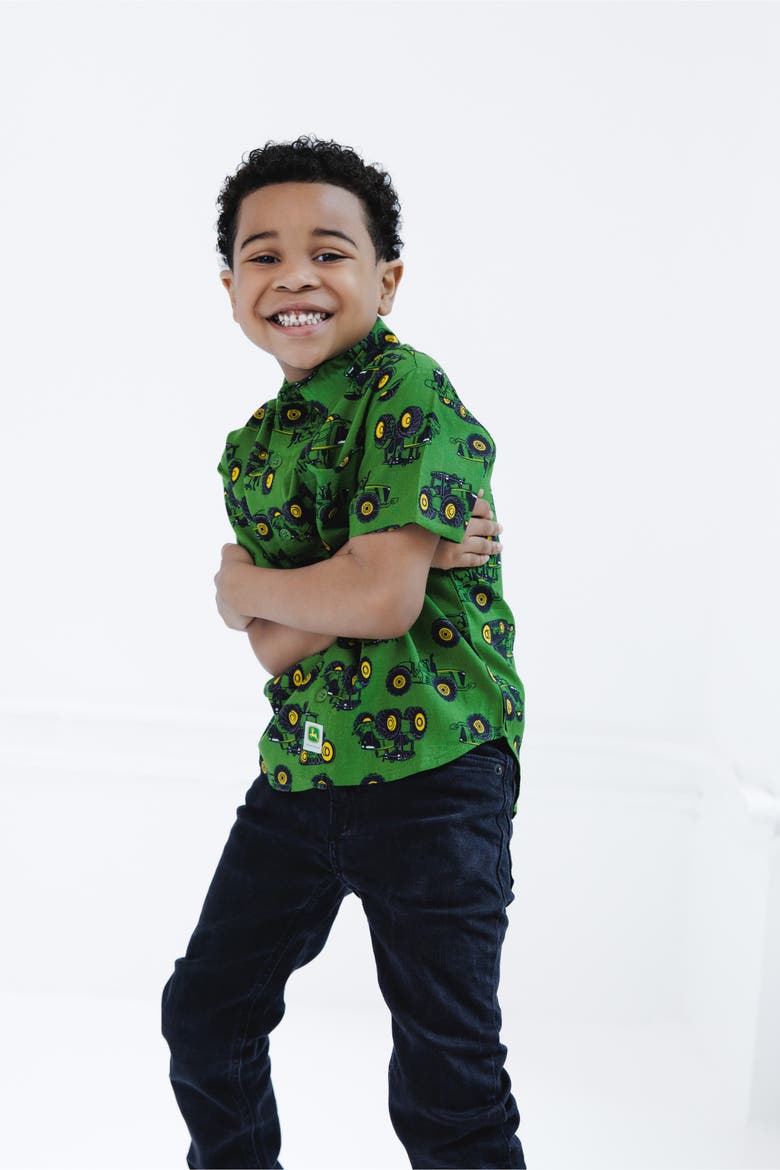 Short Sleeve Button-Down Shirt, Alternate, color, Tractor Green