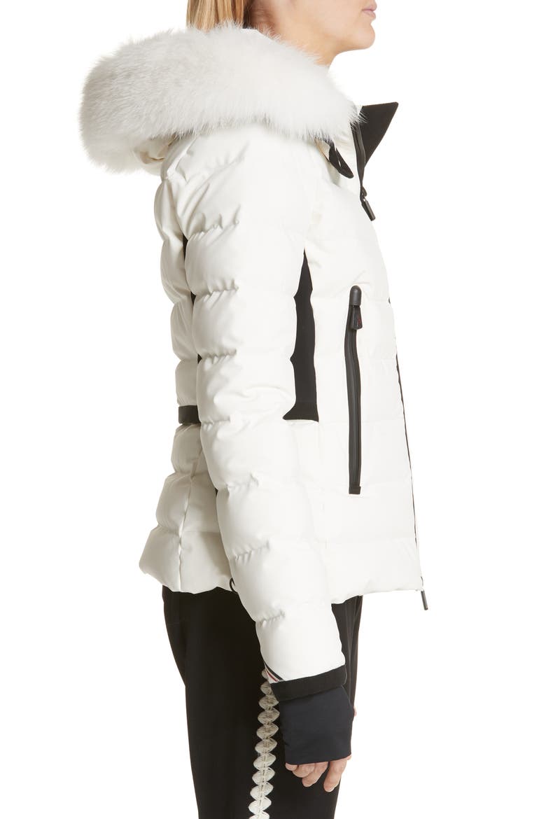 Lamoura Quilted Down Puffer Coat with Removable Genuine Fox Fur Trim, Alternate, color, WHITE