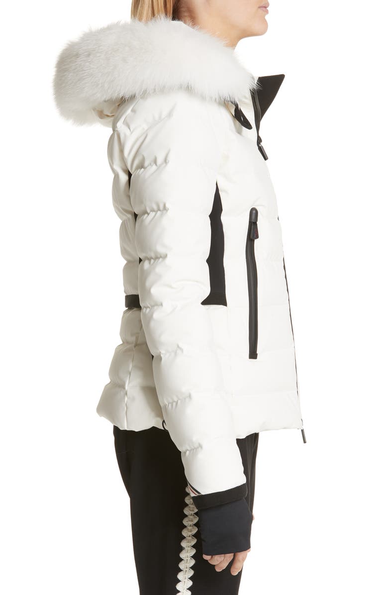 Moncler Lamoura Quilted Down Puffer Coat with Removable Genuine Fox Fur Trim, Alternate, color,