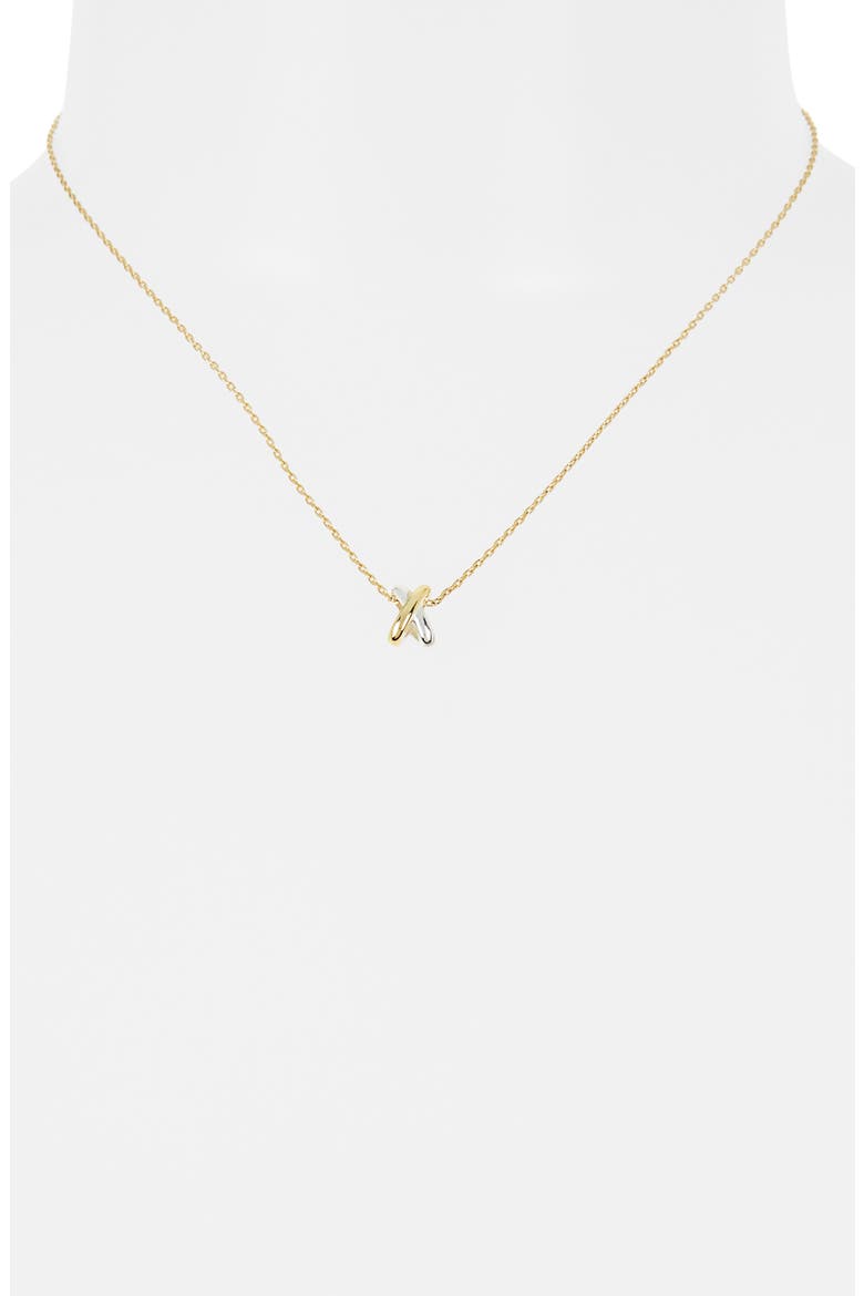 Two-Tone Cross Pendant Necklace, Alternate, color, GOLD/ SILVER