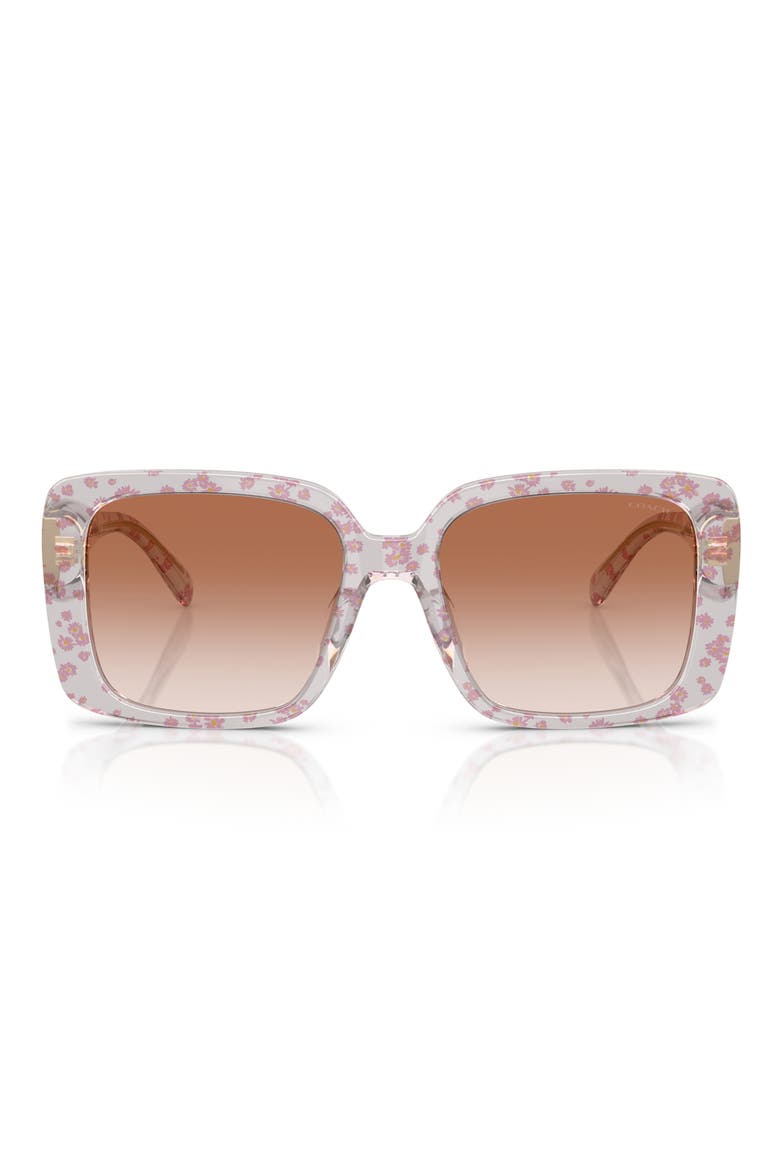 54mm Gradient Square Sunglasses, Main, color, TRANSPARENT PINK FLORAL / PINK