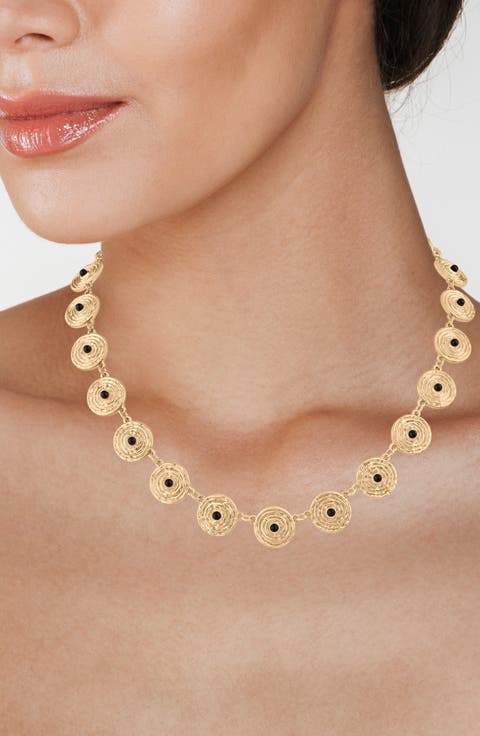 Cabochon Disc Collar Necklace