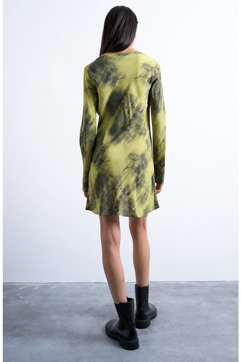 Abstract Print Bateau Neck Minidress, Alternate, color, MEDIUM GREEN