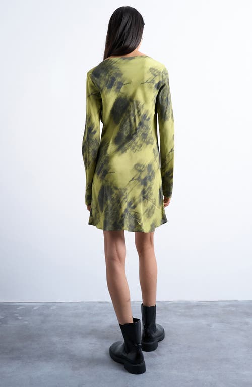 Topshop Abstract Print Bateau Neck Minidress In Green