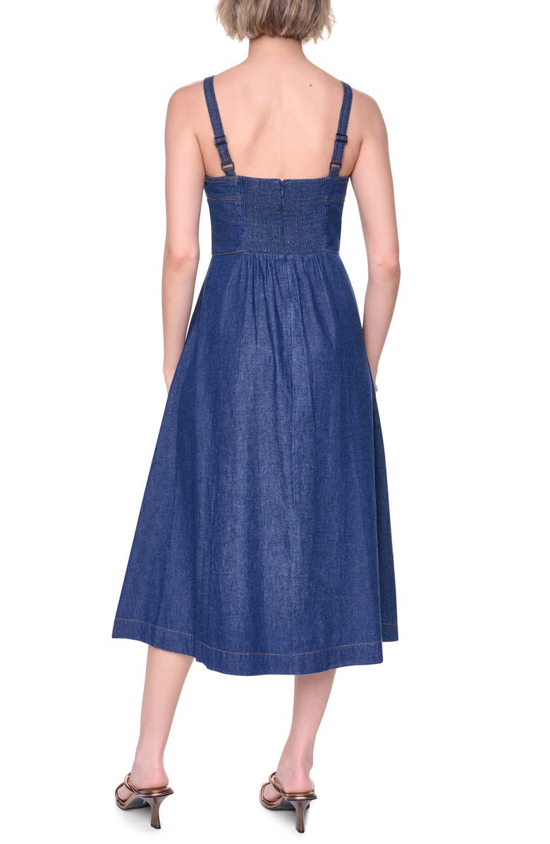 DKNY Crosby Contrast Stitch Denim Midi Dress, Alternate, color, Crosby Wash