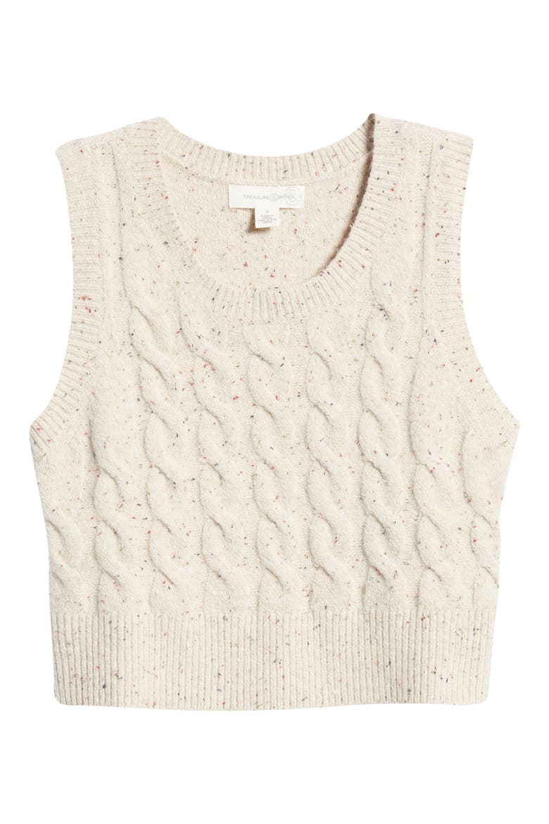 Crop Cable Knit Cotton Blend Sweater Tank, Alternate, color, BEIGE OATMEAL HEATHER COMBO