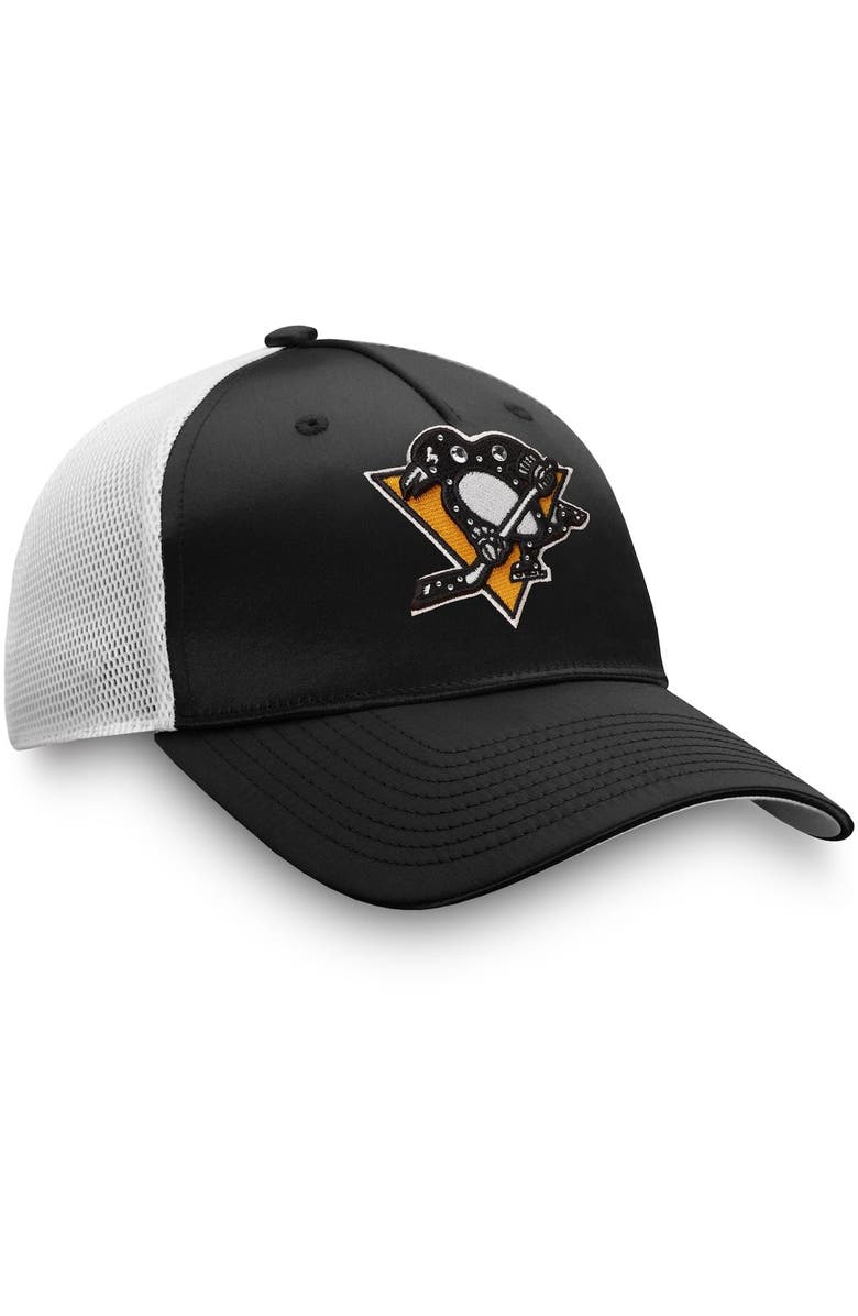 FANATICS Women's Fanatics Branded Black Pittsburgh Penguins Exclusive Trucker Snapback Hat, Alternate, color,