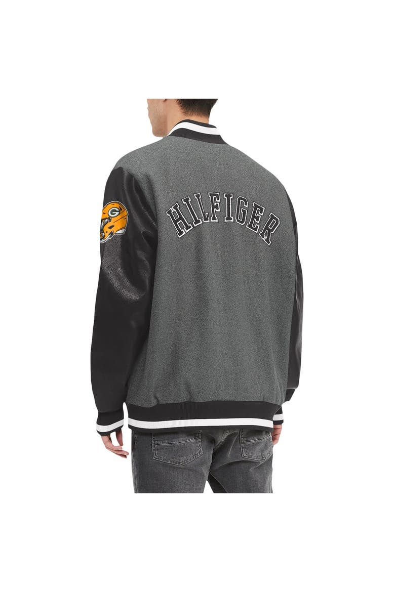 Men's Tommy Hilfiger  Heather Gray/Black Green Bay Packers Gunner Full-Zip Varsity Jacket, Alternate, color, Heather Gray