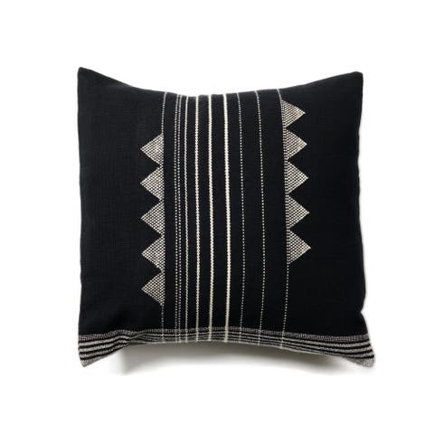 Kora Black Handloom Artisanal Pillow - Cover + Insert