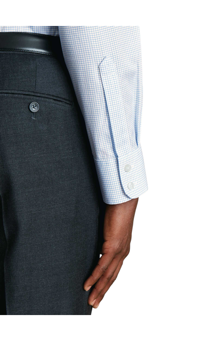 Charles Tyrwhitt Non-Iron Twill Mini Grid Check Shirt, Alternate, color, Sky Blue