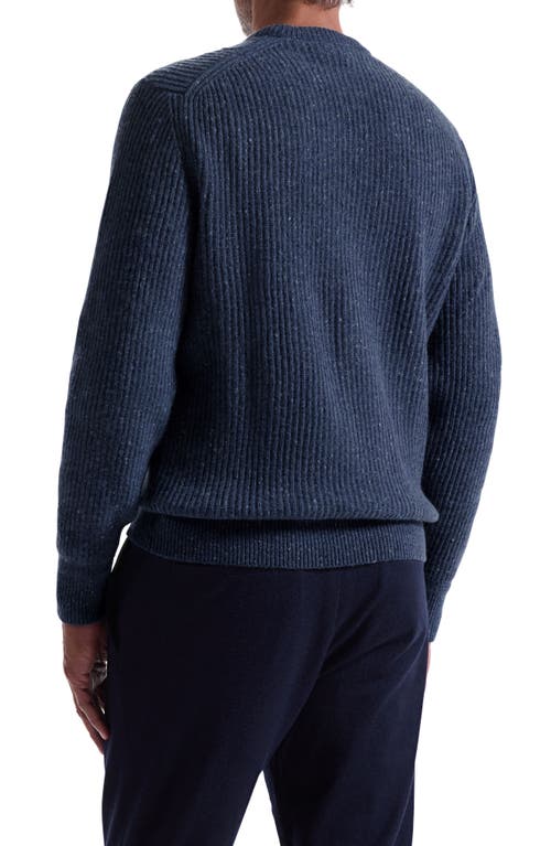 Bugatchi Cable Stitch Crewneck Wool Blend Sweater In Blue