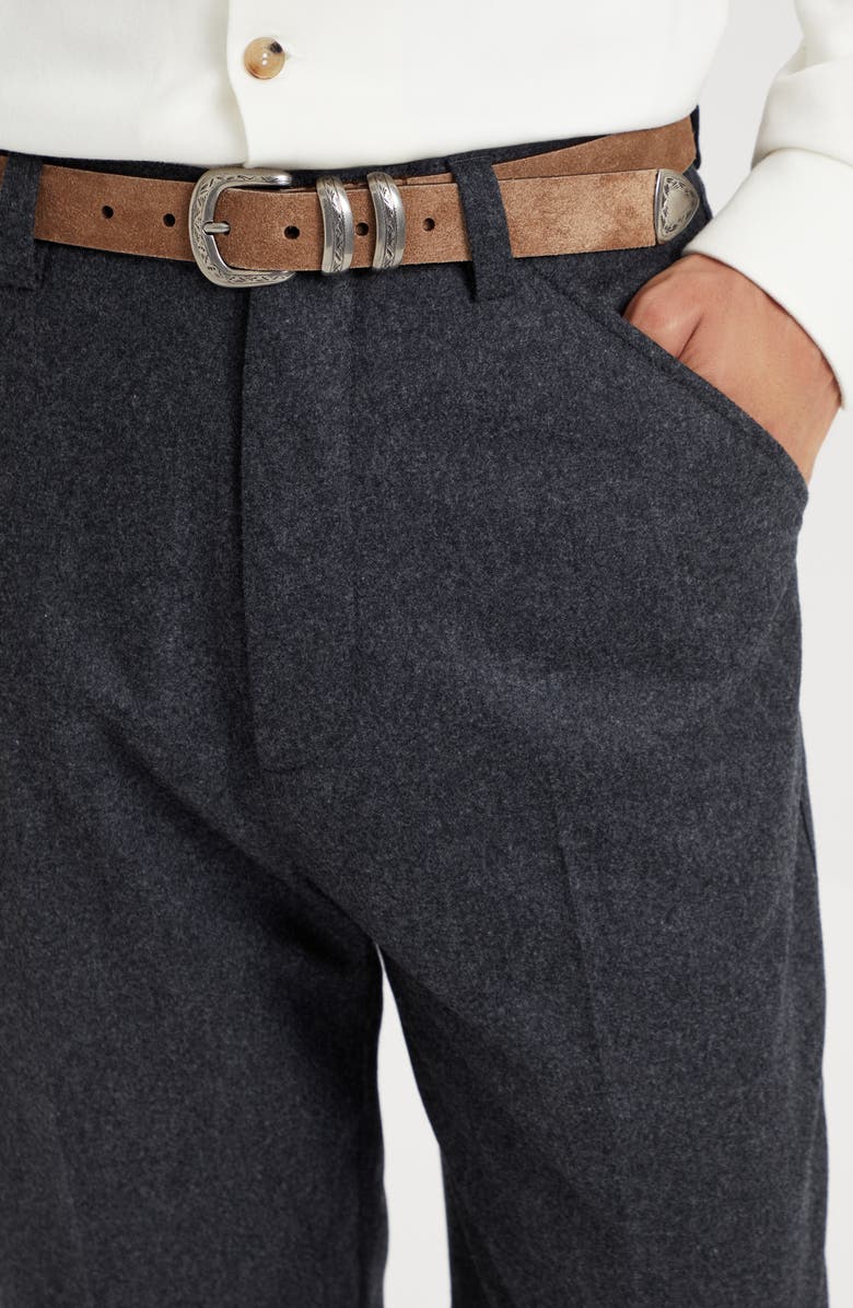 Brunello Cucinelli Virgin wool flannel leisure fit trousers, Alternate, color, 