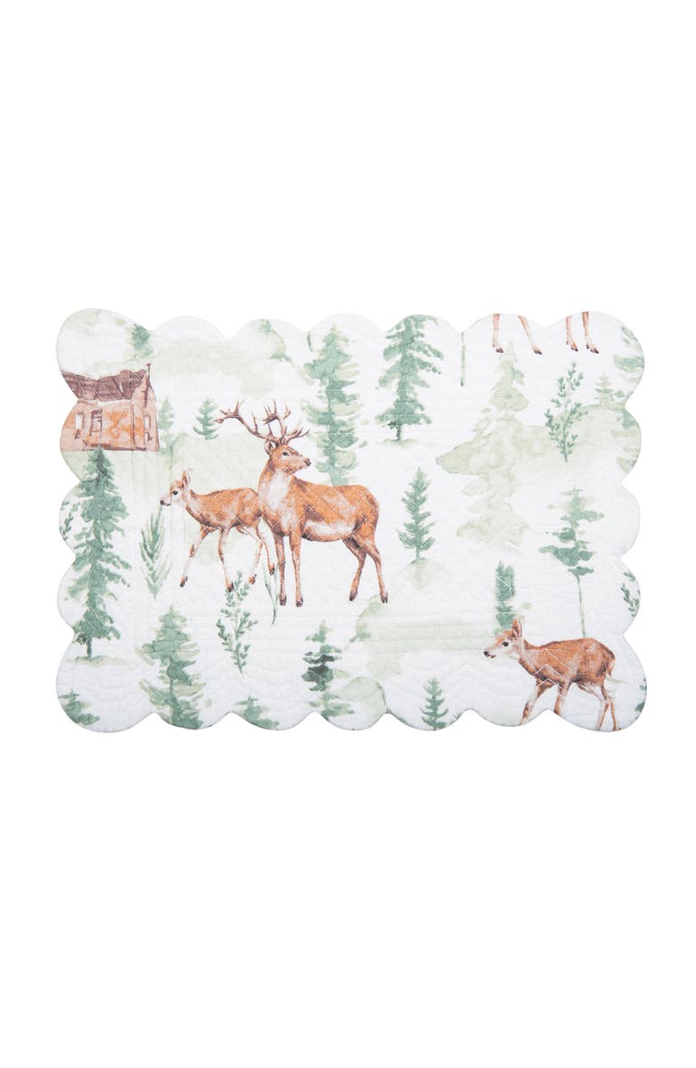 C&F Home Christopher Forest Woven Reversible Rustic Lodge Placemats Set of 6, 13" x 19", Main, color, White