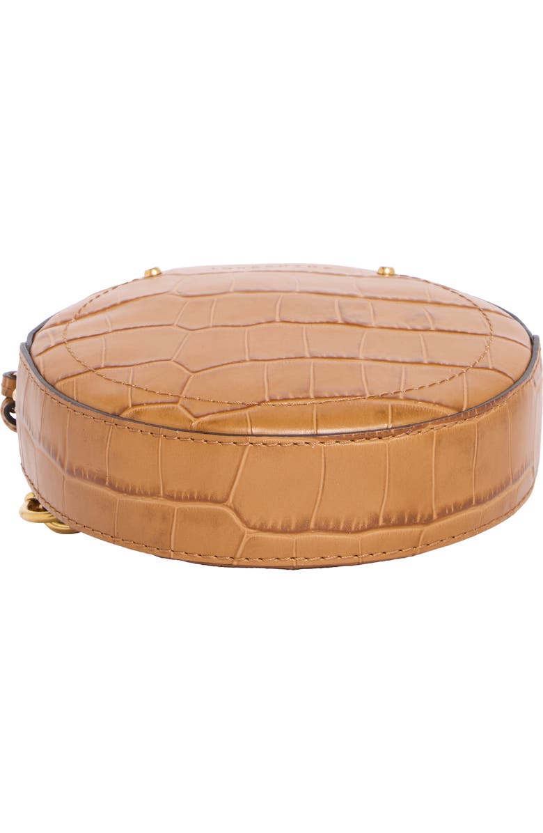 Longchamp Cavalcade Croc-Embossed Round Belt Bag, Alternate, color, Camel