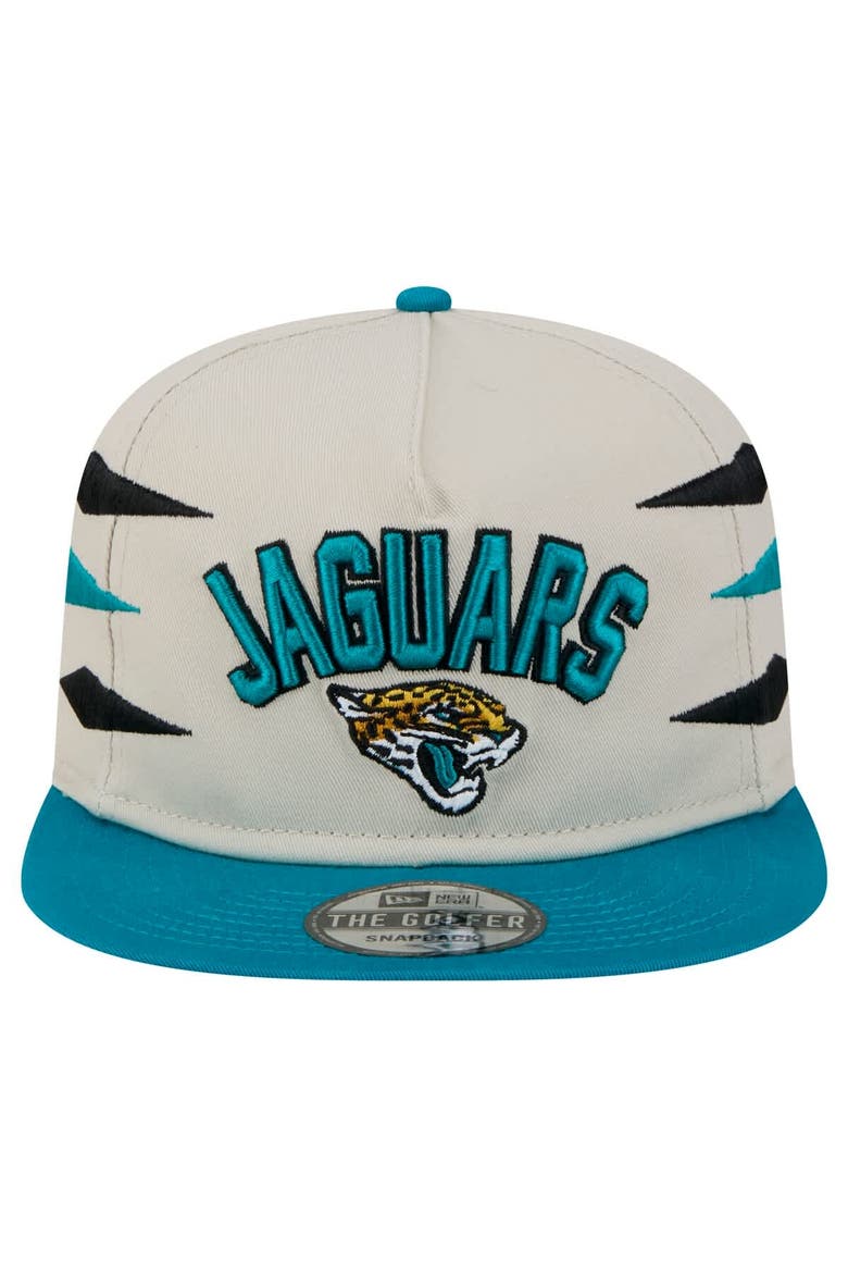 Men's New Era Stone/Teal Jacksonville Jaguars Athletic Golfer Snapback Hat, Alternate, color, Stone