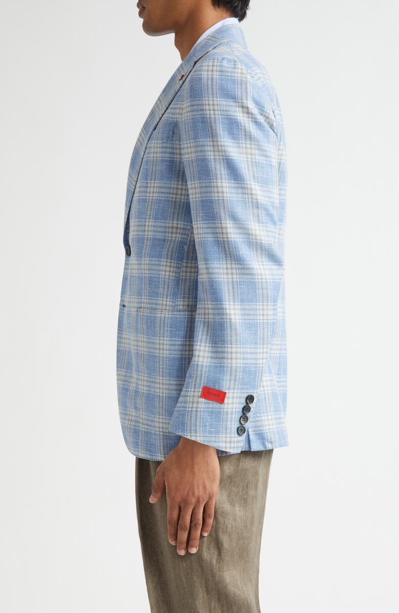 ISAIA Marechiaro Plaid Silk Blend Hopsack Sport Coat, Alternate, color, Pastel Blue
