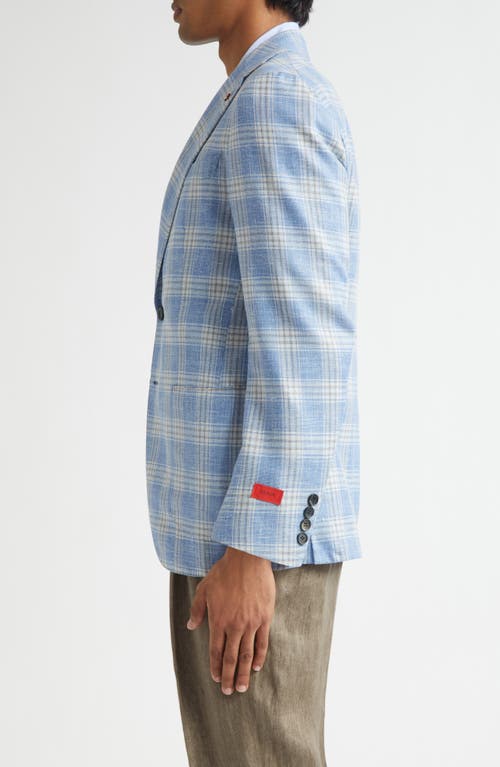 Isaia Marechiaro Plaid Silk Blend Hopsack Sport Coat In Blue