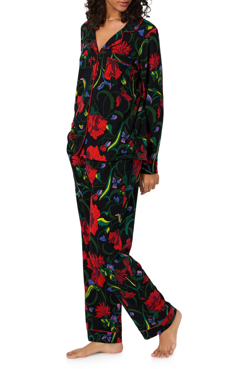 BedHead Pajamas x Trina Turk Print Stretch Organic Cotton Jersey Pajamas, Alternate, color, Haute Floral