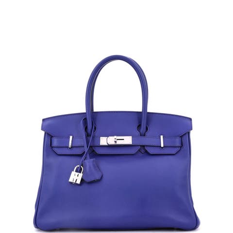 Birkin Handbag Blue Swift with Palladium Hardware 30