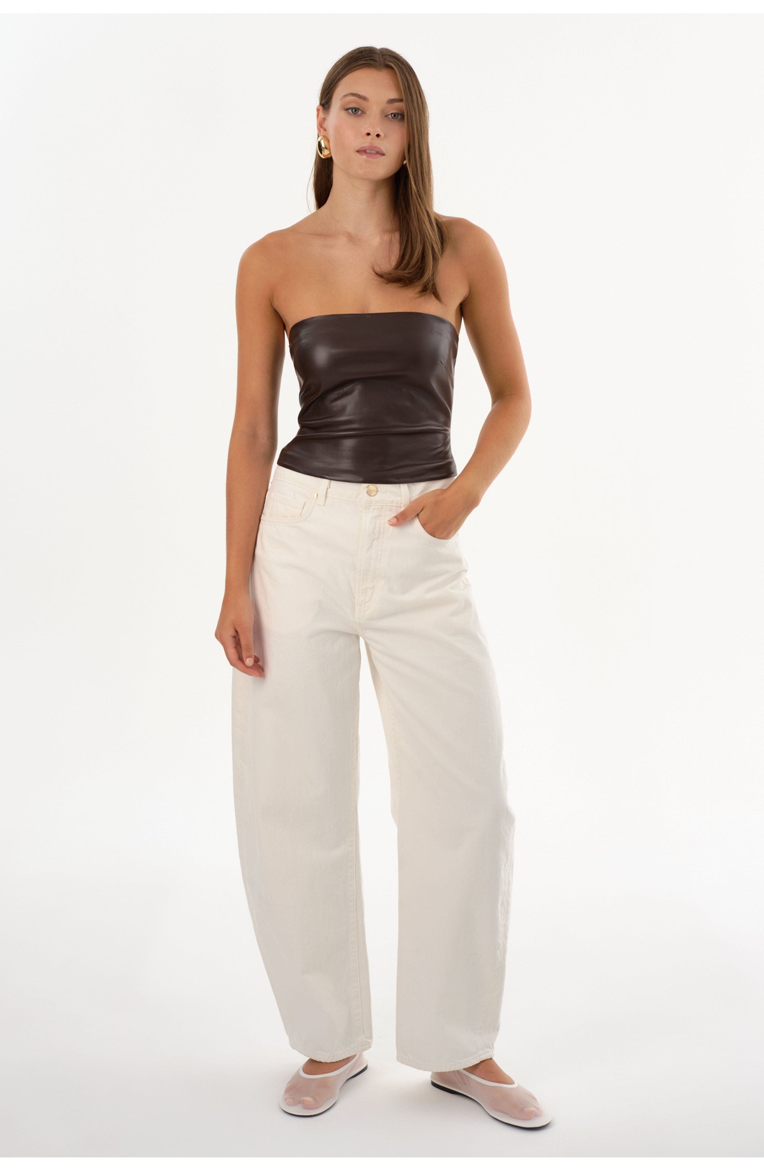 GIADA | Faux Leather Strapless Top - image 2