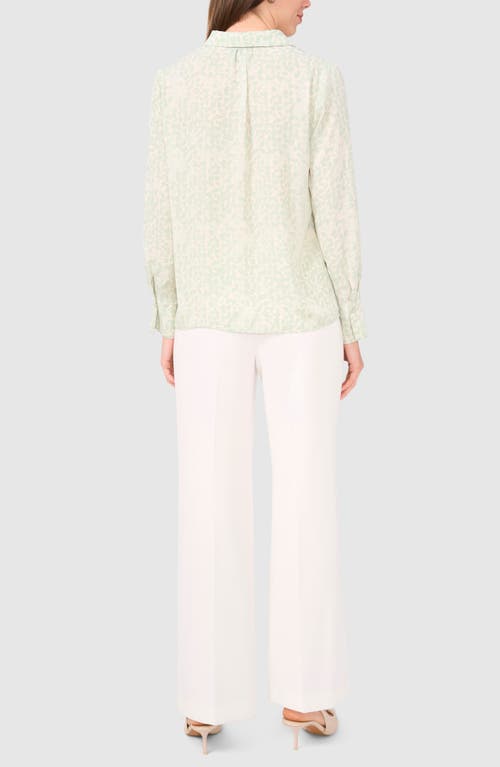 Halogenr Halogen(r) Geo Print Crepe Button-up Shirt In Mint Creme