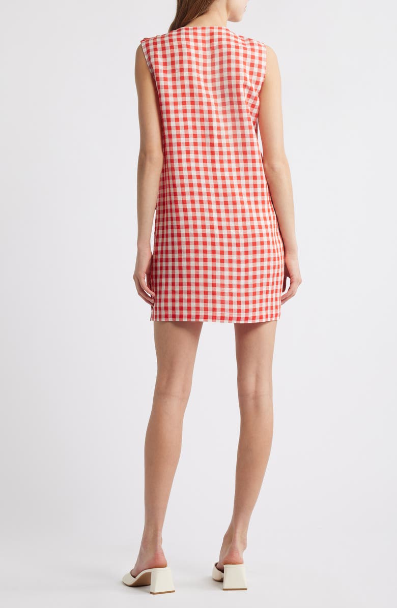DÔEN Coralie Gingham Minidress, Alternate, color, Scarlet Marilyn Gingham