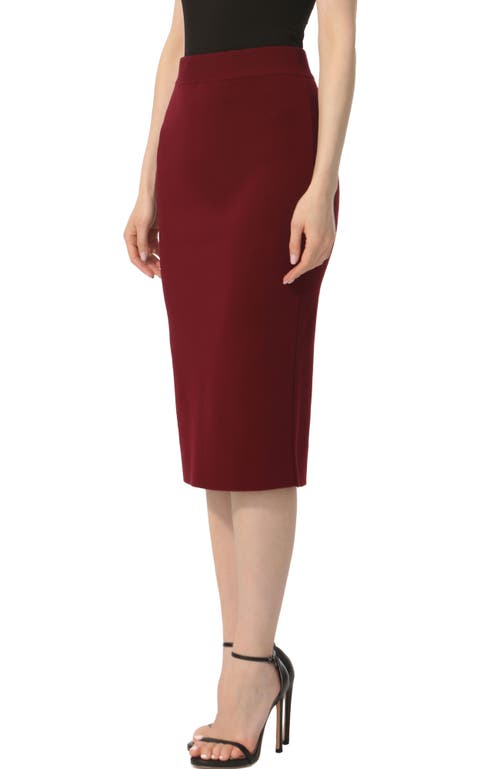 Kimi & Kai Knit Pencil Skirt In Wine