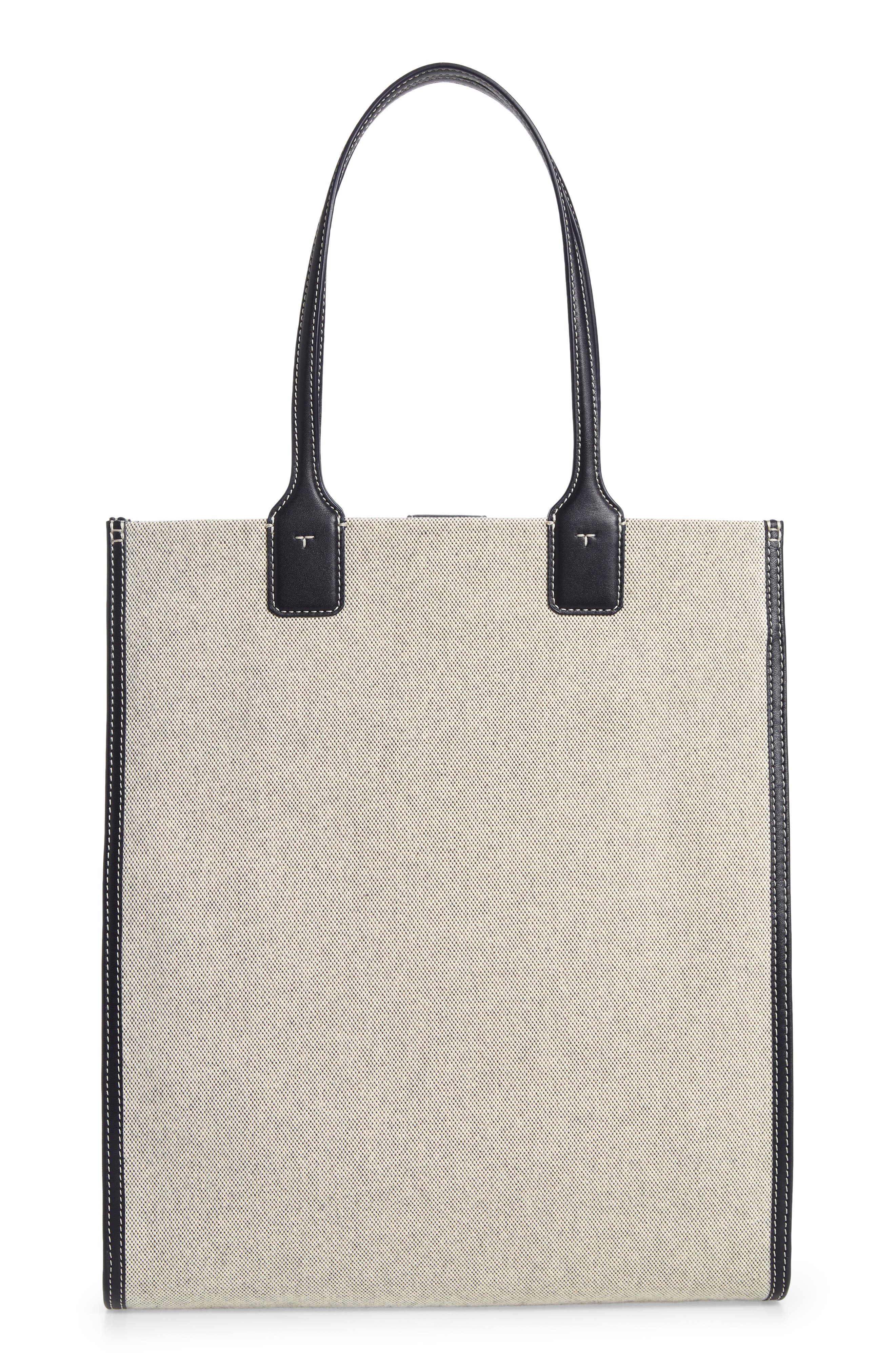 Ella N/S Tall Canvas Tote, Alternate, color, NATURAL/ TORY NAVY