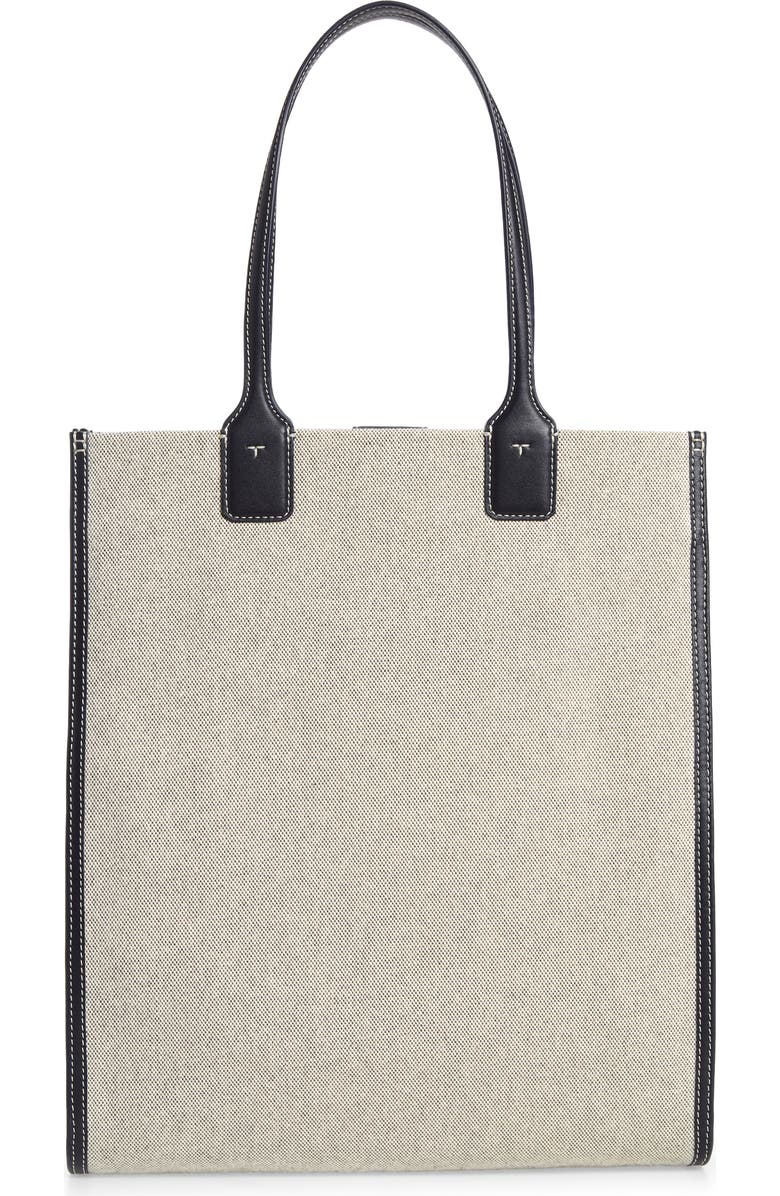 Tory Burch Ella N/S Tall Canvas Tote, Alternate, color, Natural/ Tory Navy